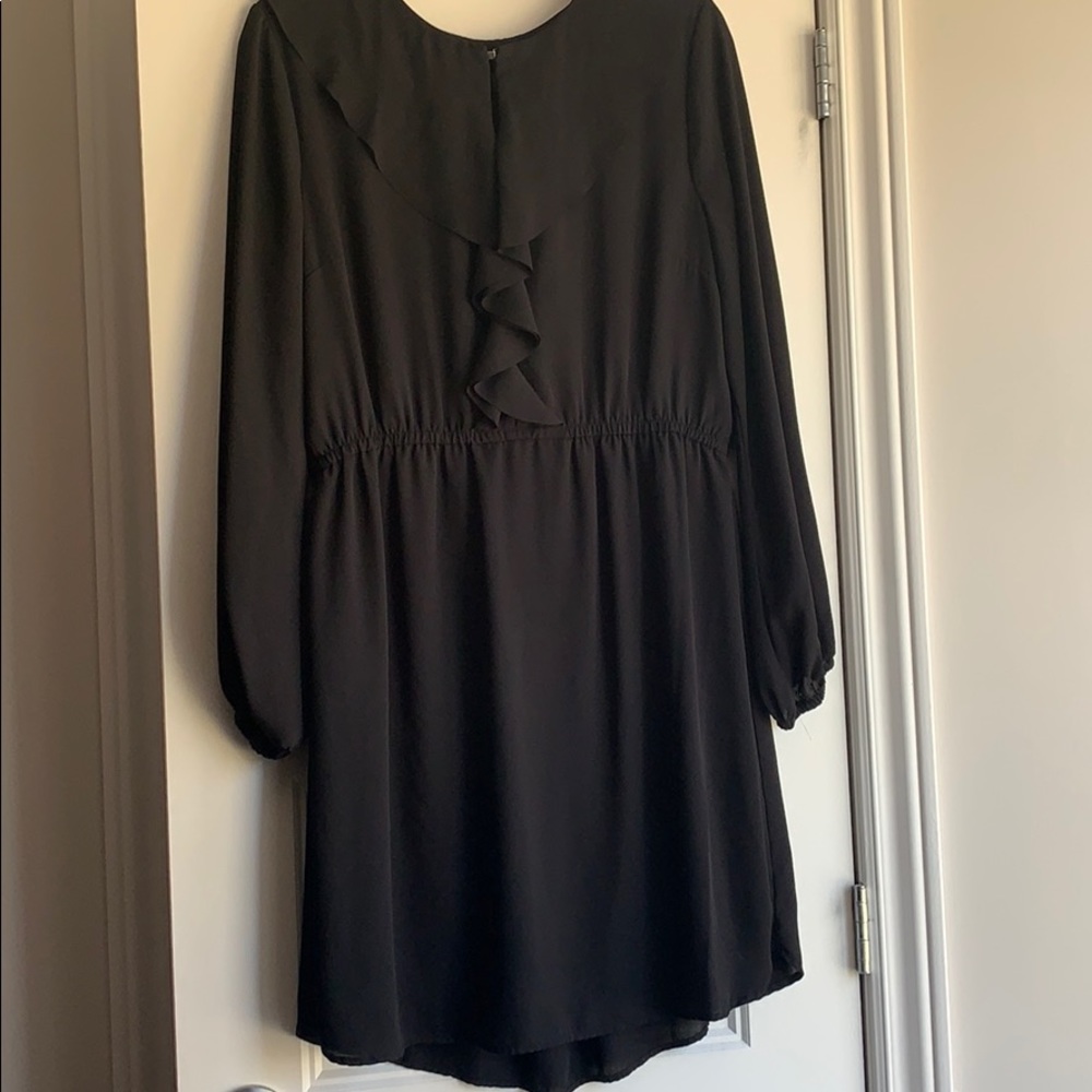 Black dress with ruffle in front